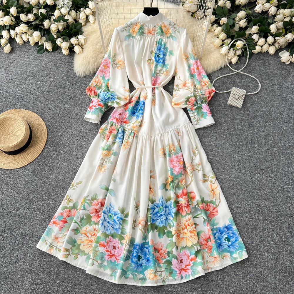 Cstand collar dress spring long dress for women