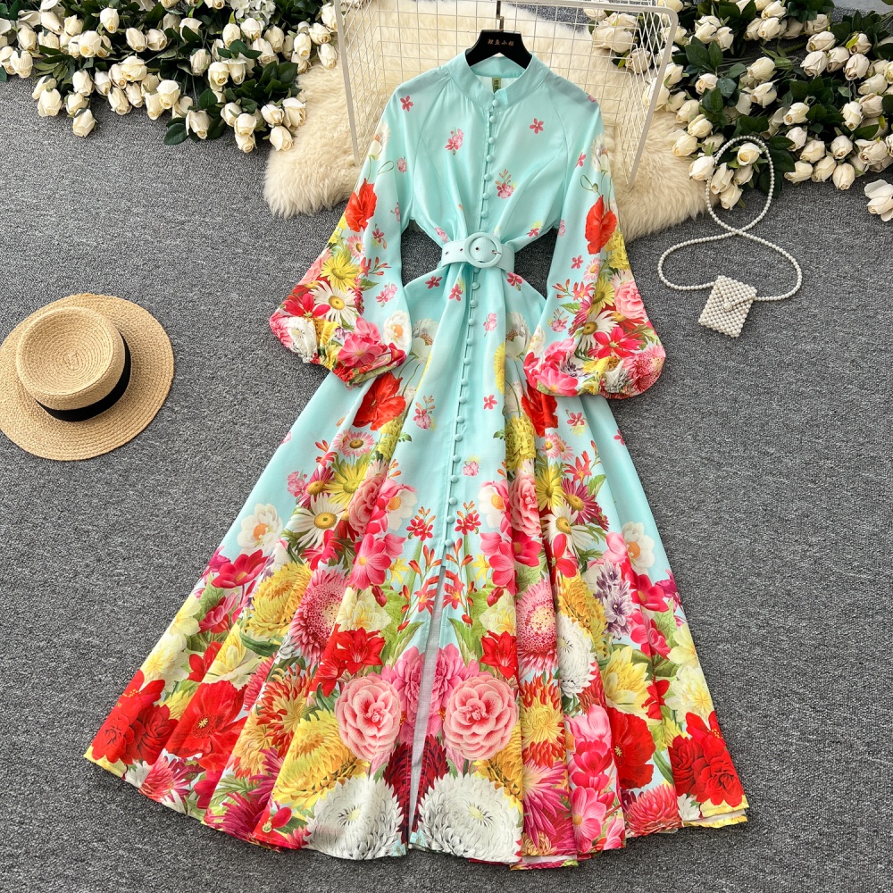 Fashion long European style single-breasted dress