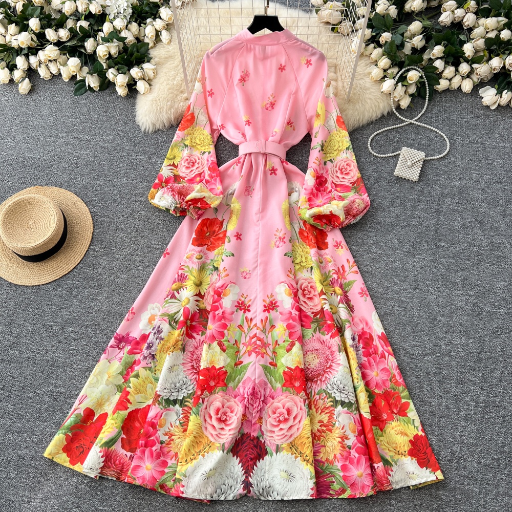 Fashion long European style single-breasted dress