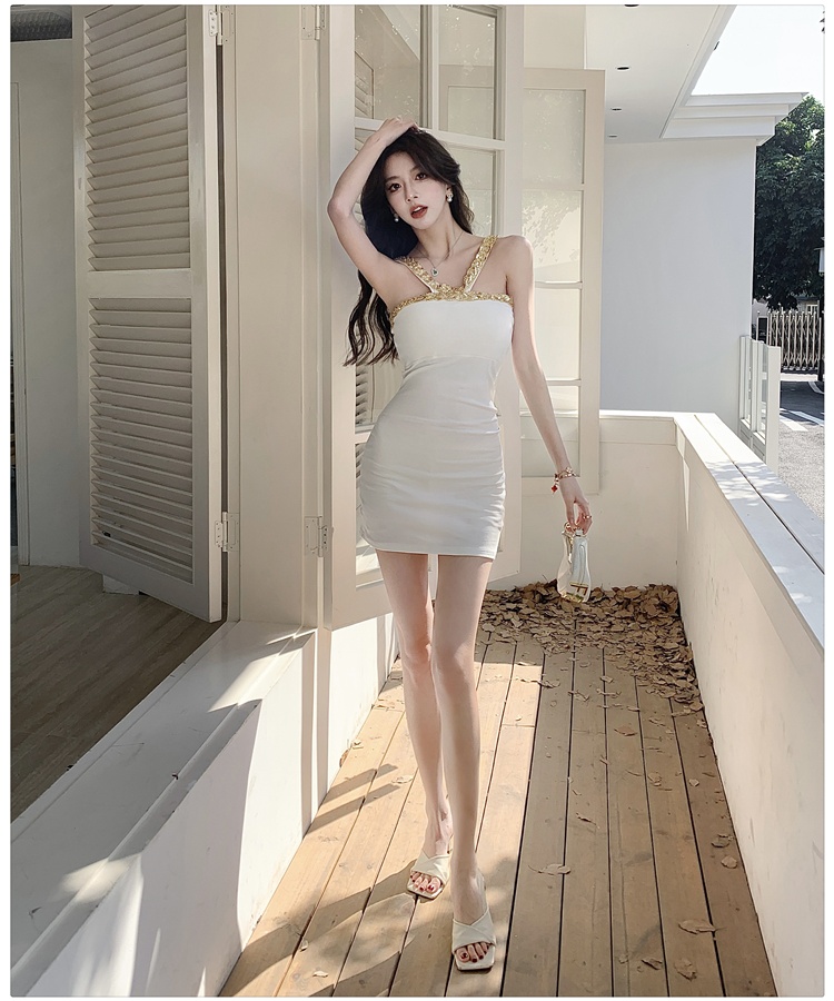 Rhinestone sexy wrapped chest dress for women