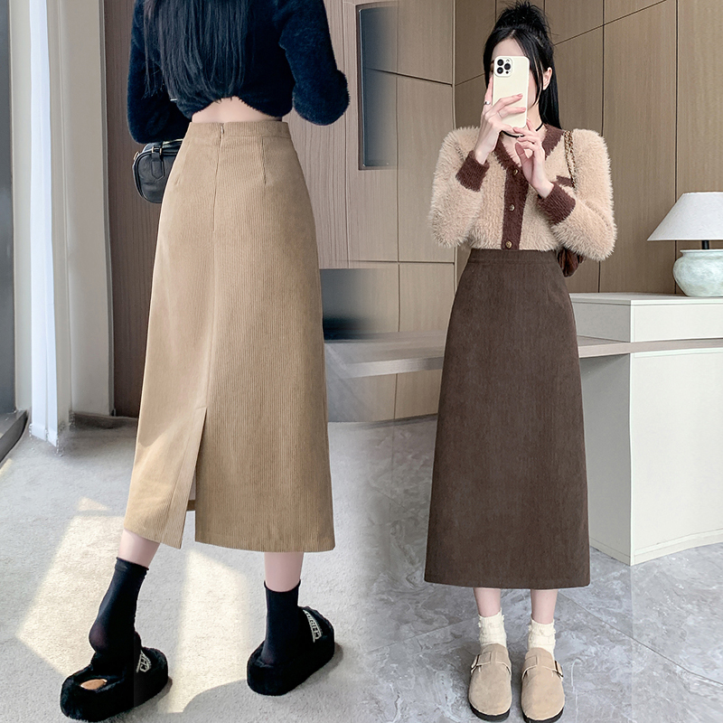 Straight long A-line autumn and winter skirt for women