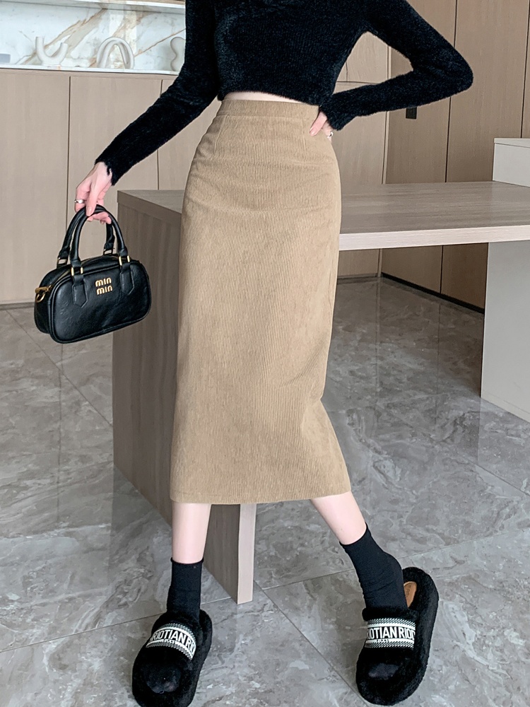 Straight long A-line autumn and winter skirt for women