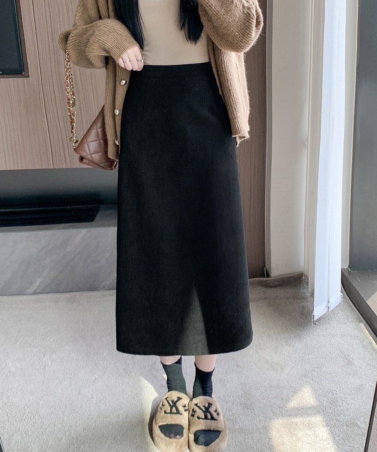 Straight long A-line autumn and winter skirt for women