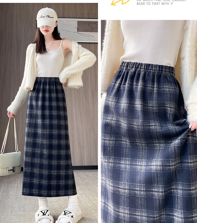 Autumn and winter straight long skirt plaid skirt for women