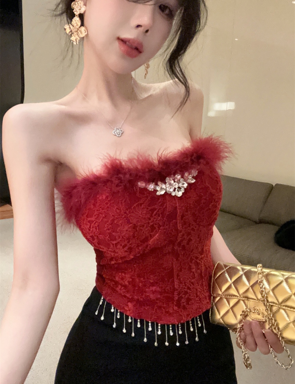 Winter France style lace enticement elmo inside the ride vest