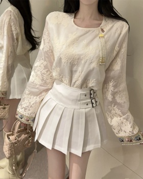 Lace short skirt beading shirt 2pcs set for women