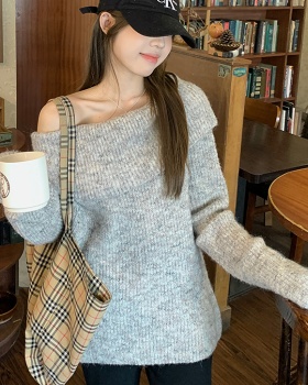 Winter Korean style sweater flat shoulder strapless tops for women