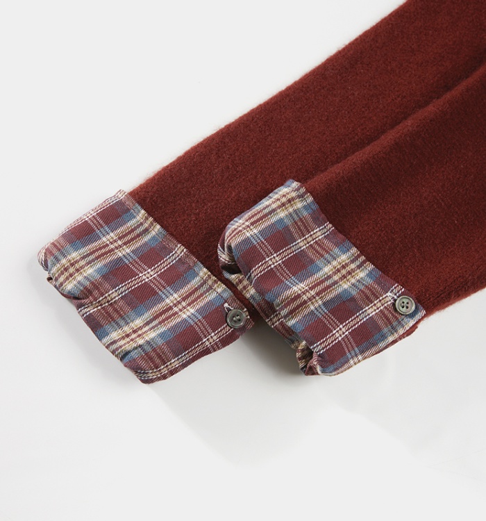 Autumn and winter loose plaid cardigan lazy niche splice tops