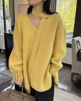 Loose European style bud sleeve halter winter sweater