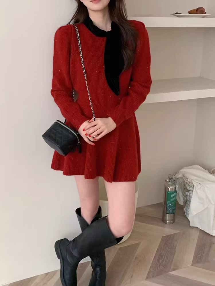 A-line christmas winter liangsi bottoming dress for women