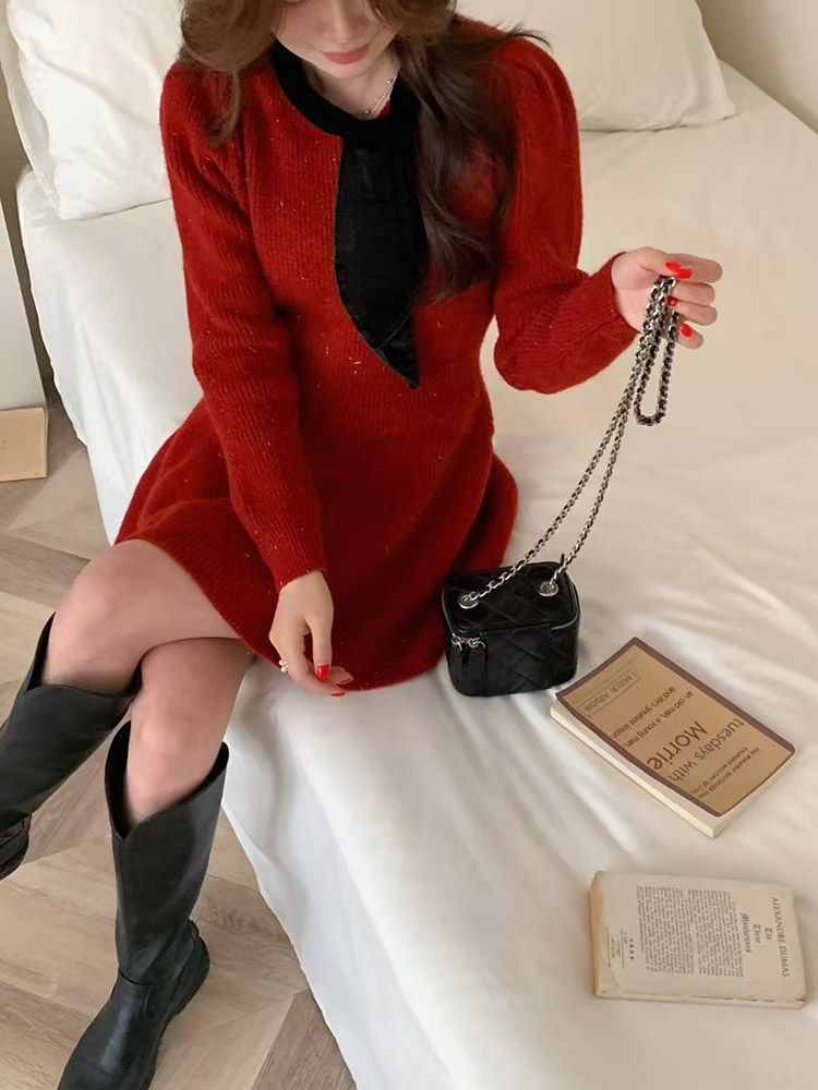 A-line christmas winter liangsi bottoming dress for women