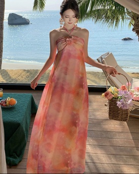 Colors vacation long dress niche sling dress