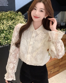 Lotus leaf edges lace small shirt elegant shirt