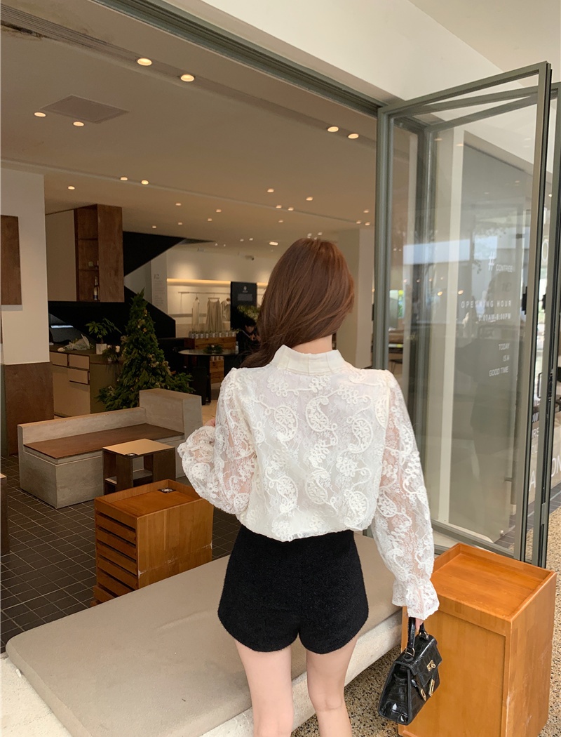 Lotus leaf edges lace small shirt elegant shirt