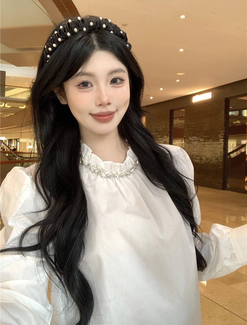 Spring rhinestone lace beading shirt for women