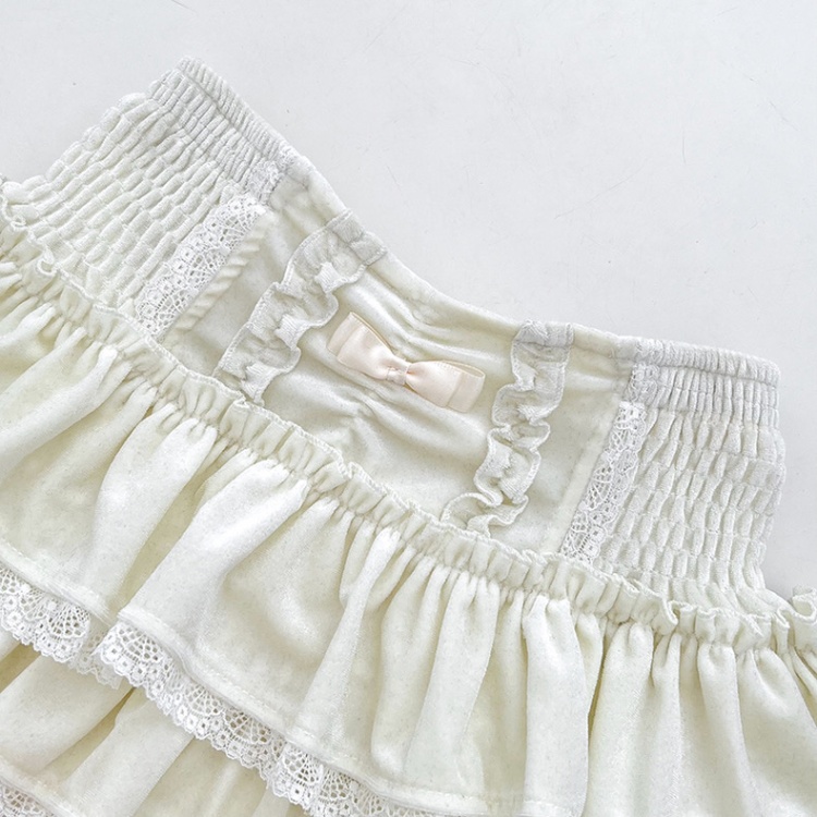 All-match splice skirt lace lotus leaf edges short skirt