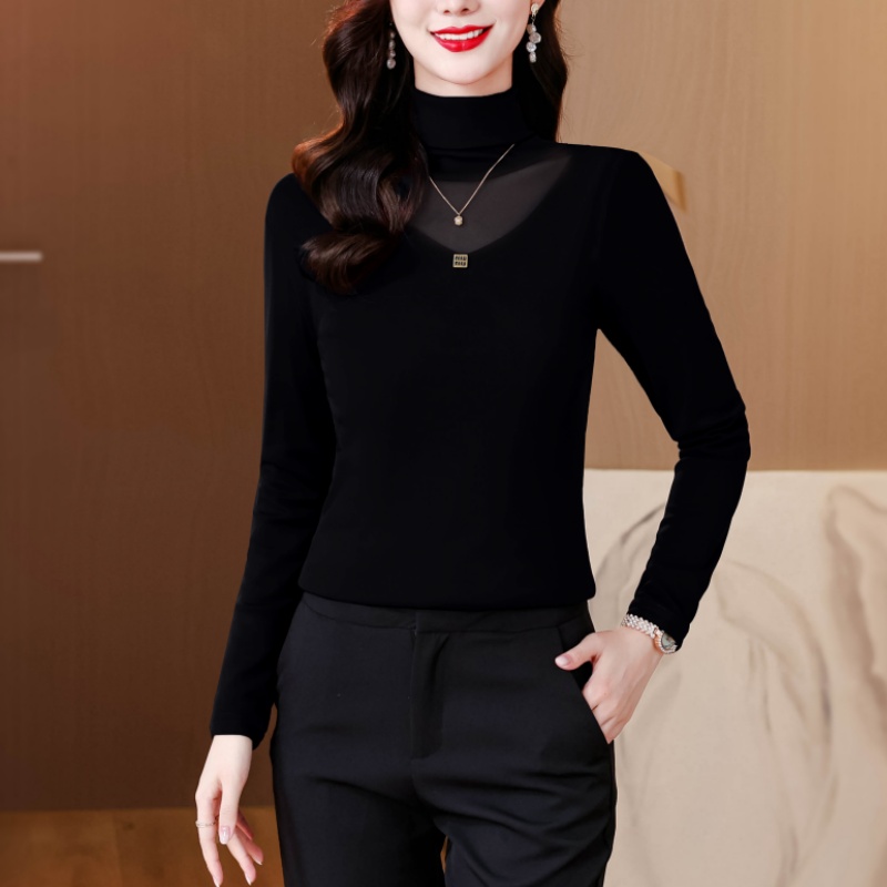 Slim spring tops lace gauze bottoming shirt for women