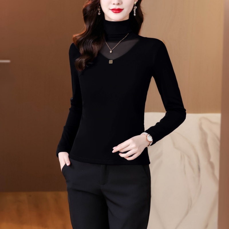 Slim spring tops lace gauze bottoming shirt for women