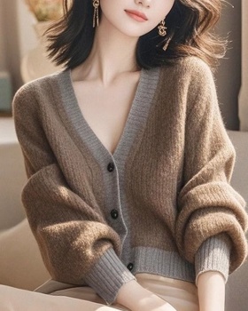 V-neck knitted cardigan fashion autumn and winter sweater for women