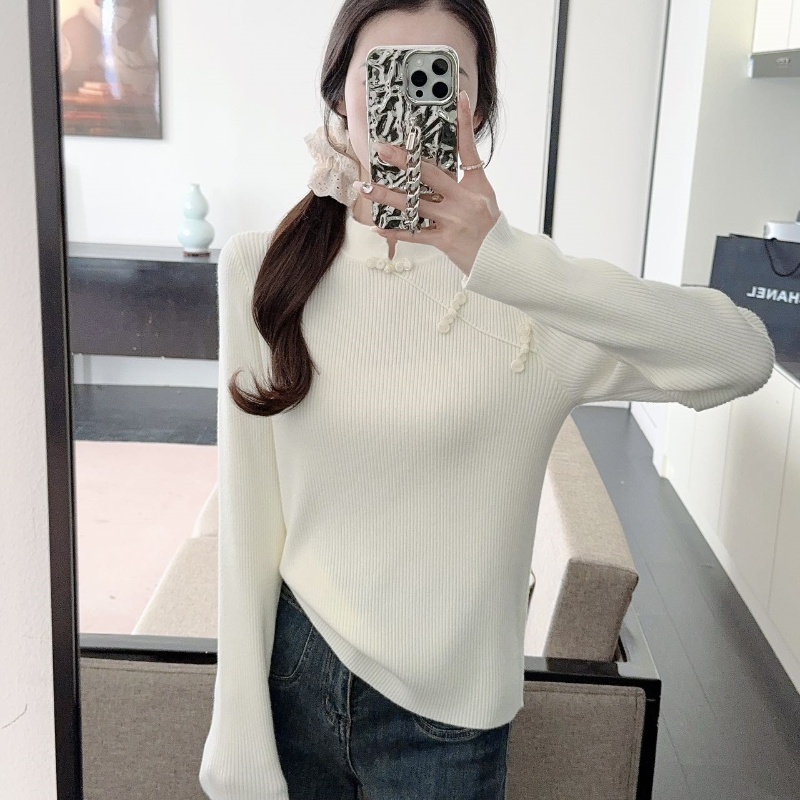 Bottoming slim inside the ride apricot sweater for women