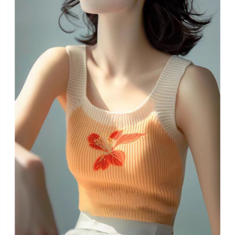 Sleeveless sling vest summer knitted tops for women