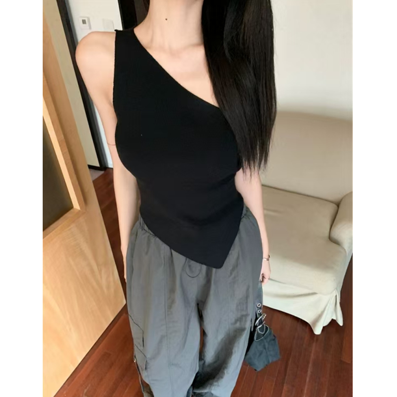 Spicegirl sloping shoulder tops summer vest for women