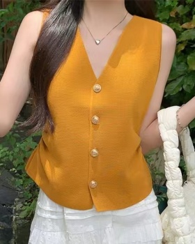 Retro wears outside vest chouzhe V-neck tops for women