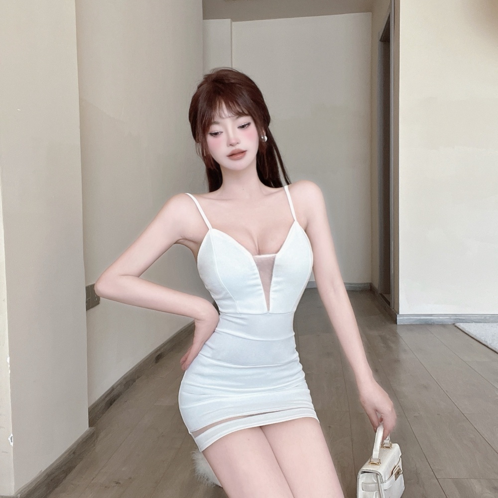 Bottoming sexy hollow package hip sling dress