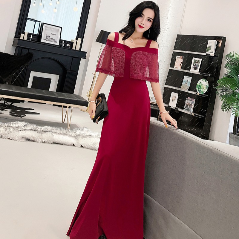 Ladies simple evening dress banquet generous dress for women