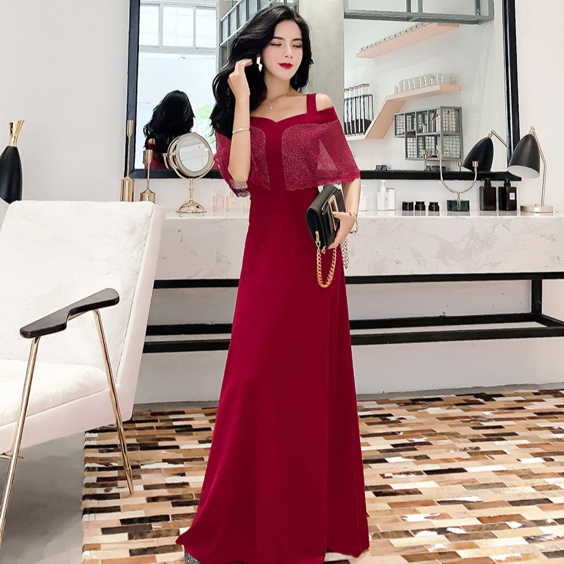 Ladies simple evening dress banquet generous dress for women