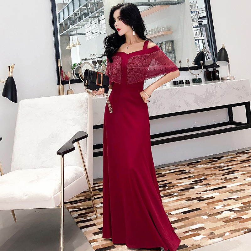 Ladies simple evening dress banquet generous dress for women