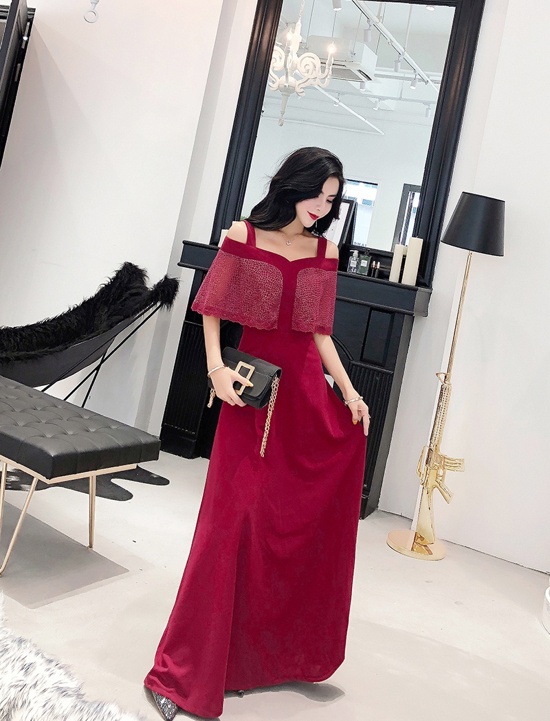 Ladies simple evening dress banquet generous dress for women