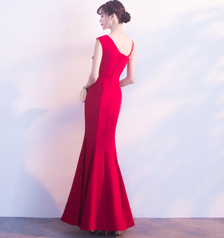 Wedding long mermaid long dress noble red evening dress