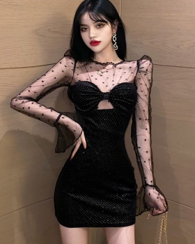 Sexy splice wrapped chest temperament bottoming dress