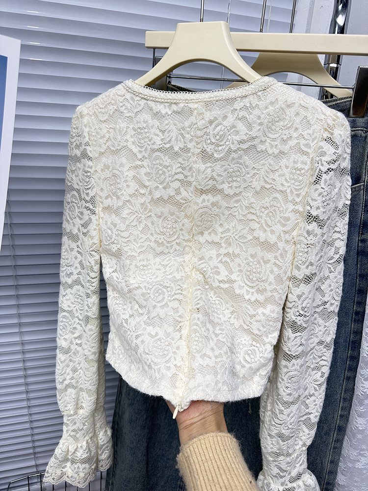 Temperament autumn and winter shirts lace tops for women