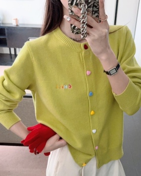 Knitted autumn and winter tops long sleeve letters coat