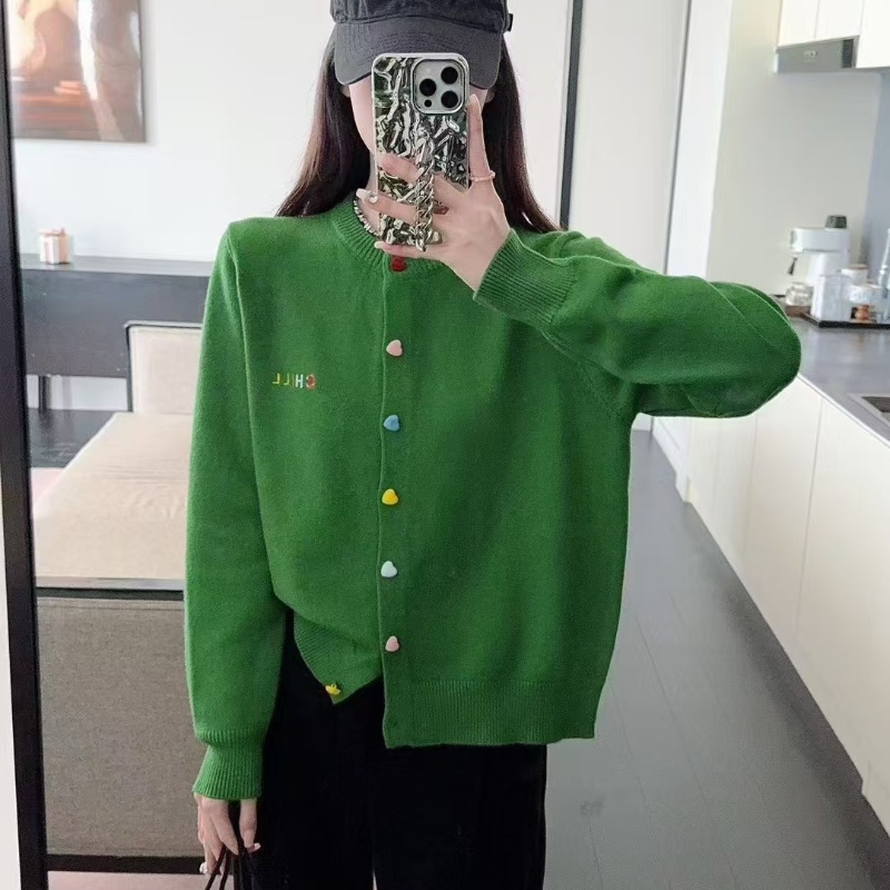 Knitted autumn and winter tops long sleeve letters coat