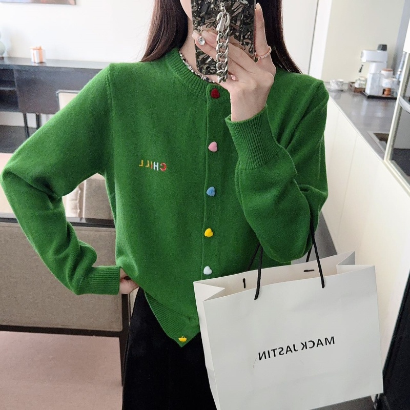 Knitted autumn and winter tops long sleeve letters coat