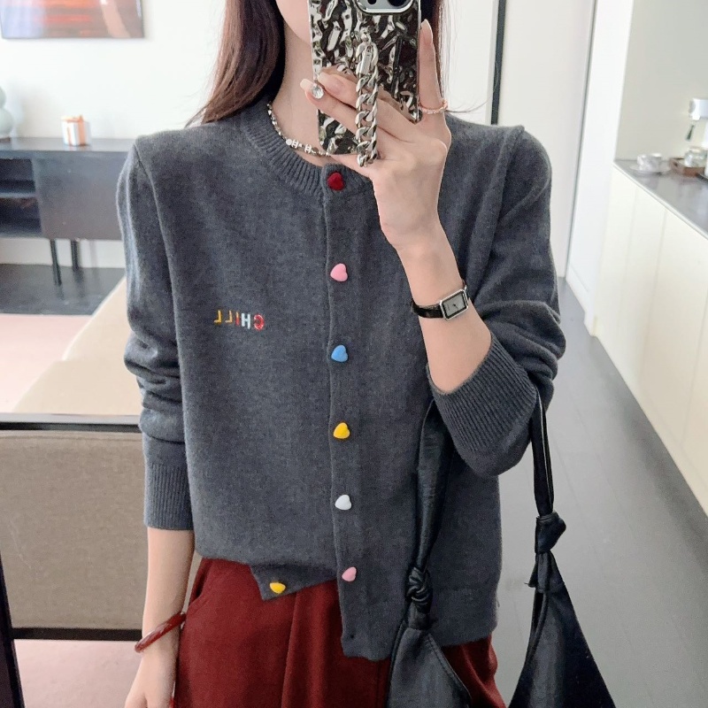 Knitted autumn and winter tops long sleeve letters coat