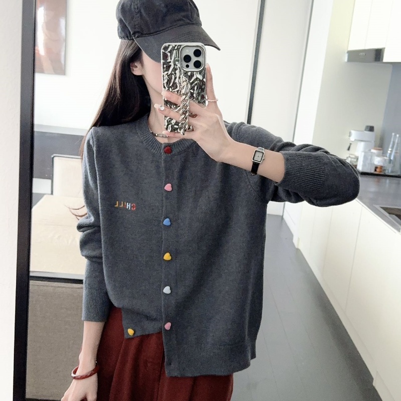 Knitted autumn and winter tops long sleeve letters coat