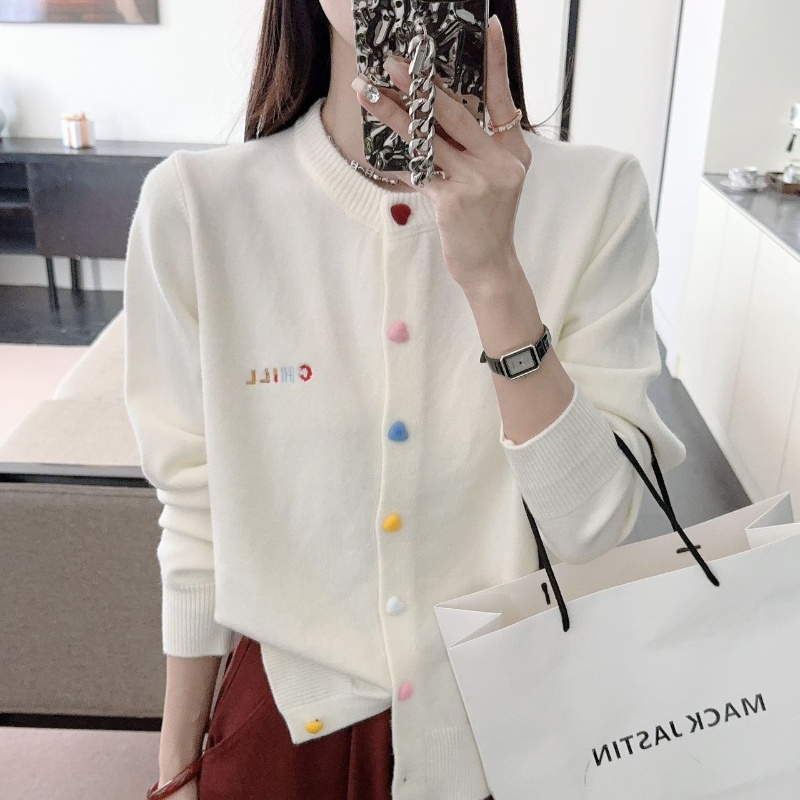 Knitted autumn and winter tops long sleeve letters coat