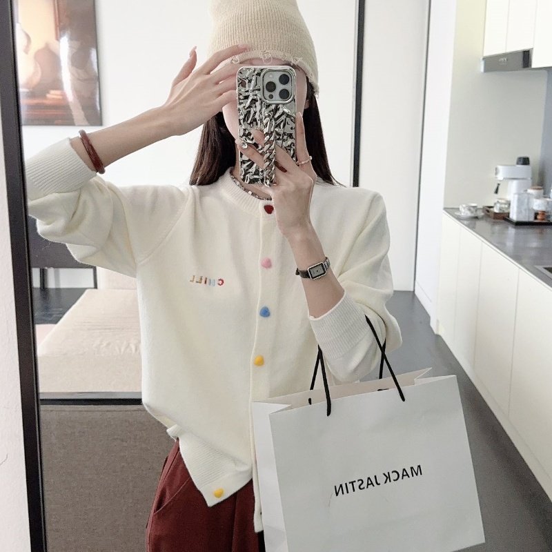 Knitted autumn and winter tops long sleeve letters coat