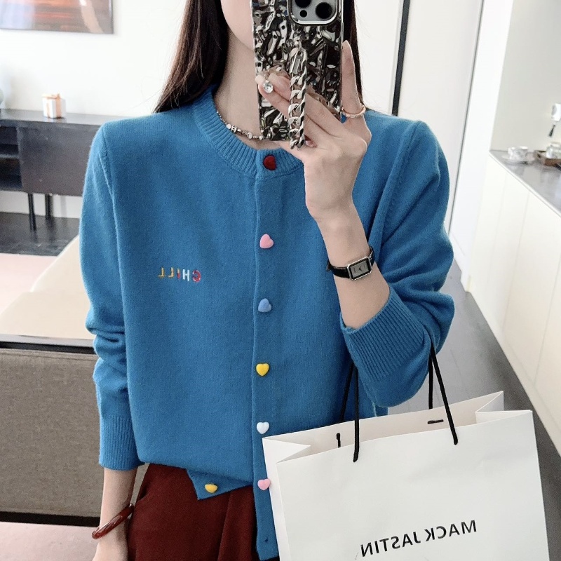 Knitted autumn and winter tops long sleeve letters coat