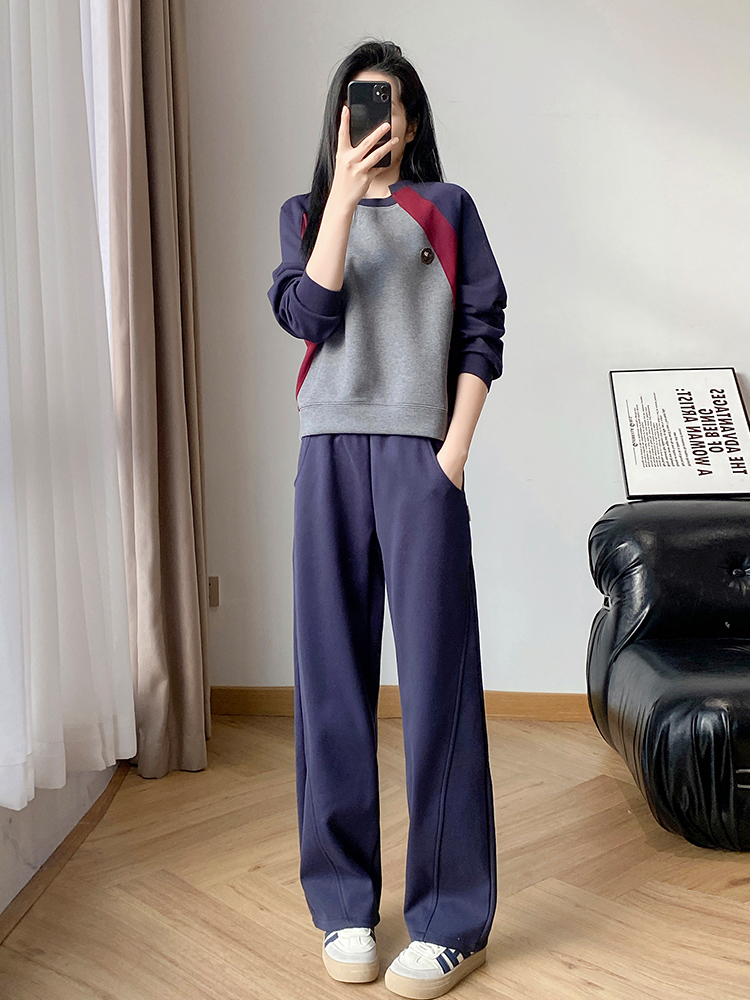 Thick wide leg pants hoodie 2pcs set for women