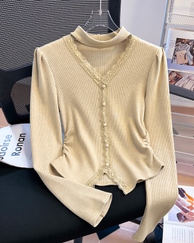 Bottoming spring V-neck lace sweater for women