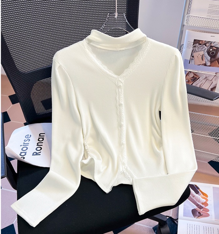 Bottoming spring V-neck lace sweater for women