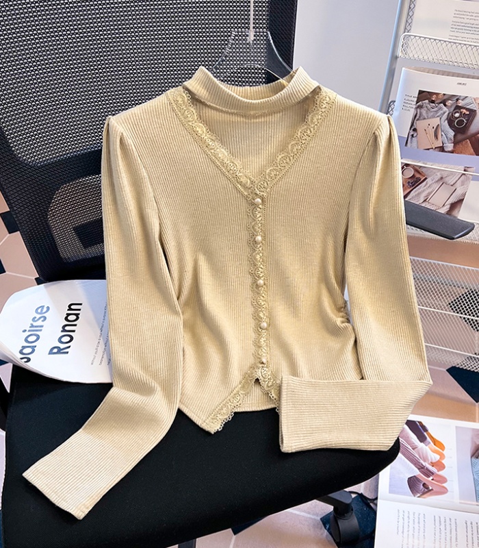 Bottoming spring V-neck lace sweater for women