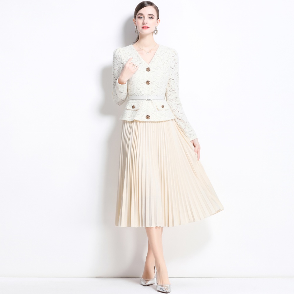 Ladies temperament Pseudo-two France style dress