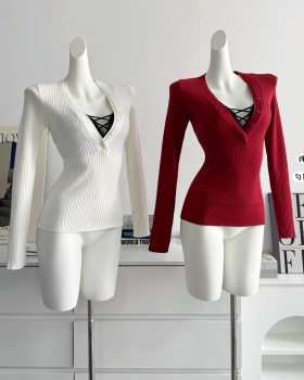 Wear sweater long sleeve tops 2pcs set for women