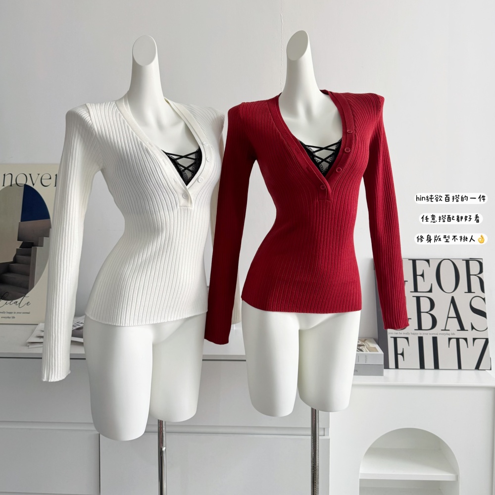 Wear sweater long sleeve tops 2pcs set for women